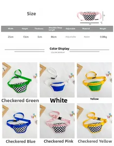 Tableau des tailles et options de couleurs pour sac bandoulière en nylon à damier