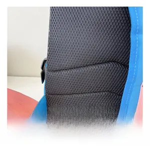 Close-up of breathable mesh back panel and reinforced stitching on children's backpack