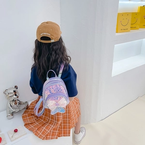 Sac à dos violet à paillettes pour filles avec nœud en maille et détail de queue de sirène