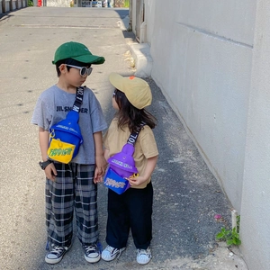 Kids streetwear crossbody bag with FADDISH print and adjustable strap for boys and girls