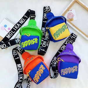 Kids Color Block Nylon Chest Bag Letter Print Crossbody Shoulder Pack With Headphone Hole Streetwear For Boys Girls