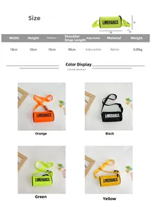 Guide des tailles du sac cylindrique en nylon avec dimensions et quatre coloris