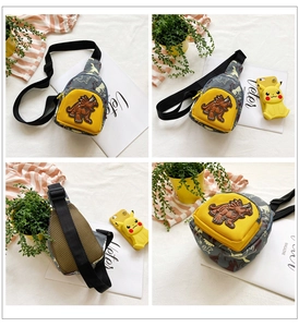 Détails du sac de poitrine dinosaure gris camouflage pour enfant avec dos en filet