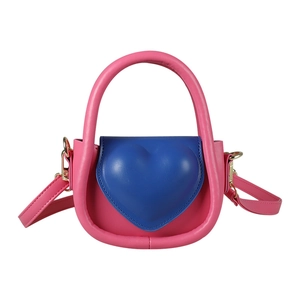 Mini sac à main contrasté rose et bleu en forme de cœur pour fille avec bandoulière
