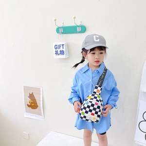 Kids checkerboard crossbody bag with smiley face and matching gray baseball cap set