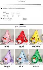 Specifiche taglie per marsupio a forma di anatra in nylon carino, sei colori vivaci