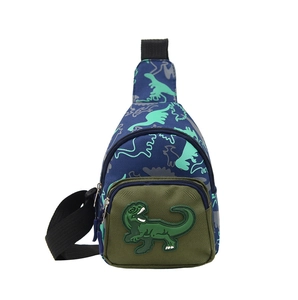 Sac de poitrine dinosaure bleu et vert pour enfants avec bandoulière réglable
