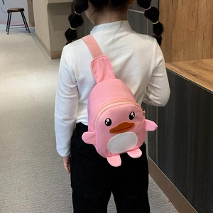 Simpatica borsa a tracolla a forma di papera rosa per bambini in nylon leggero