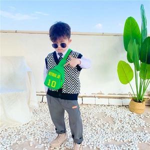 Kids bright green waterproof nylon crossbody chest bag with Neymar Jr 10 football print