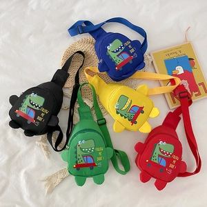 Sac De Poitrine Dinosaure Dessin Animé Pour Enfants Toile Bandoulière Réglable Sacoche Pour Tout-Petits Garçons Filles