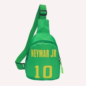 Neon green waterproof nylon kids crossbody chest bag with Neymar JR 10 printing