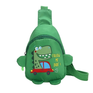 Sac de poitrine vert pour enfants avec dinosaure mignon et bandoulière réglable