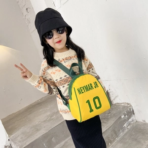 Kids football backpack in lemon yellow featuring Neymar JR 10 print and green straps