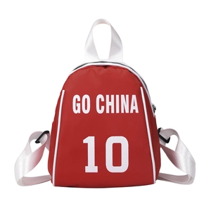Kids red and white backpack featuring GO CHINA print and number 10 for toddlers