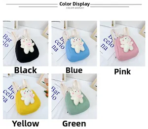 Mini children's backpacks in five colors with cute 3D plush bear decorative detail