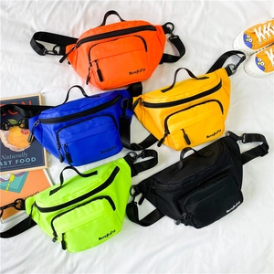 Kids Waist Bag Nylon Chest Pack Crossbody Bag Adjustable Strap Trendy Candy Color For Boys Girls Outdoor Sports