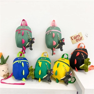 Sac À Dos Dinosaure Pour Enfants Mignon Dessin Animé Toile Sac Anti-Perte Avec Charme En Peluche Pour Garçons Filles