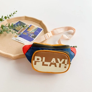 Kids Waist Bag Nylon Color Block Chest Crossbody Bag With Adjustable Strap For Boys Girls Casual Outdoor Sporty Letter Print