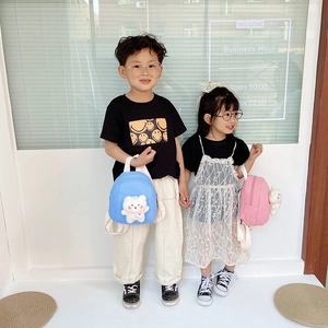 Children's cute mini backpack with 3D plush bear for kindergarten boys and girls