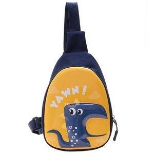 Cute children's blue and yellow dinosaur eggshell crossbody chest bag with adjustable strap