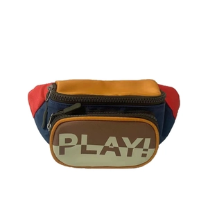 Colorful children's crossbody bag with yellow red blue panels and PLAY! print