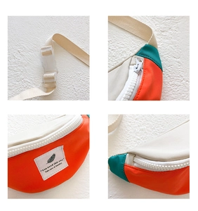 Détails de sac banane enfant avec boucle, fermeture éclair et coutures de précision