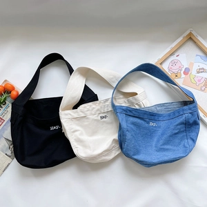 Kids Canvas Denim Crossbody Bag Embroidered Letter Casual Shoulder Handbag For Toddlers Minimalist Hobo Purse