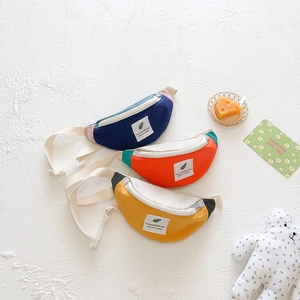 Sac Banane En Toile Pour Enfants Couleurs Contrastées Mini Sac De Poitrine Bandoulière Avec Sangle Réglable Garçons Filles
