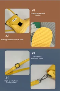 Detail view of yellow crossbody bag with wavy non-slip bottom and adjustable strap