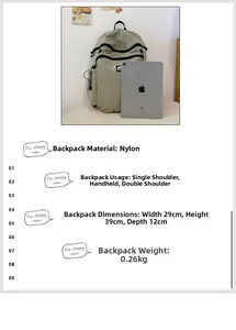 Detailansicht hellgrüner Nylon Rucksack, Maße 29x39x12cm, ultraleichtes Gewicht 0,26 kg