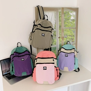 Kinder Rucksack Große Kapazität Nylon Gitter Kontrastfarbe Grundschule Tasche Für Jungen Mädchen Mode Lässig