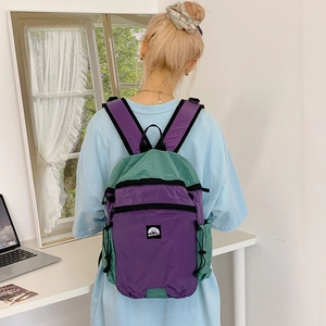 Kinderrucksack in Lila und Grün mit großem Fassungsvermögen aus strapazierfähigem Nylon