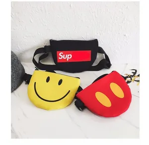 Trois mini sacs banane en nylon pour filles avec sangles tissées noires réglables