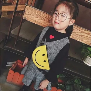 Mini sac à bandoulière jaune smiley pour filles avec sangle réglable au style décontracté