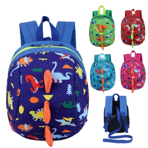 Kids Dinosaur Backpack With Anti Lost Leash 3D Spikes Waterproof Nylon Toddler School Bag Cartoon Animal Print Preschool