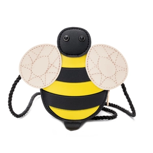 Sac bandoulière mignon en forme d'abeille pour enfants avec rayures jaunes et coutures