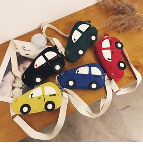Détails des sacs à bandoulière colorés pour enfants en forme de voiture en velours