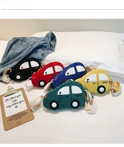 Detailed corduroy texture and car shape design of children cross-body bags in five colors