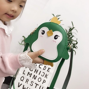 Cute cartoon penguin crossbody bag for children with adjustable shoulder strap and PU leather