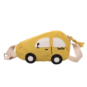 Sac bandoulière enfant jaune en forme de voiture en toile avec sangle réglable