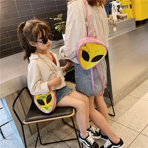 Set zaino e borsa a catena ologramma laser alieno per bambine in caffè