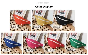 Multi-color canvas chest bags for kids showing orange, yellow, black, blue, pink, and red