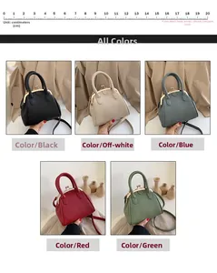 Detailed comparison of retro doctor style bags in five colors with textured faux leather