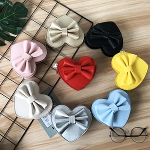 Kids Heart Shaped Crossbody Bag PU Leather Bow Decor Mini Shoulder Bag Fashion Cute Girls Purse