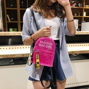Mini sac à dos transparent en PVC rose avec imprimé Fashion Mini Girl et sangle jaune
