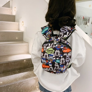Kids Mickey print mini backpack with safety leash and adjustable straps for toddlers
