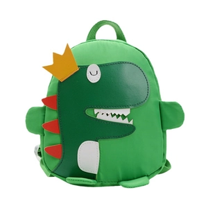 Sac à dos dinosaure vert pour enfants avec couronne jaune et bretelles réglables