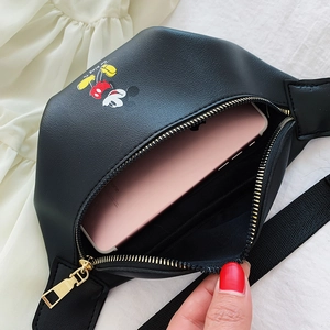 Black Disney Mickey Mouse kids chest bag with large capacity and adjustable strap