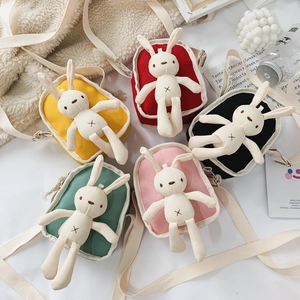 Borsa A Tracolla Per Bambini Simpatico Coniglio In Peluche 3D Bambola Tela Cartone Animato Mini Borsa Messaggero Per Ragazze Ragazzi