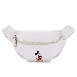 White Mickey Mouse kids waist bag in PU leather with adjustable nylon shoulder strap